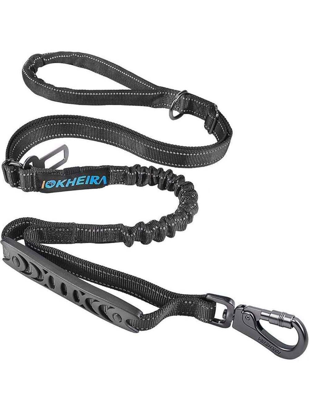Heavy Duty Dog Leash with Car Seat Buckle (Black)